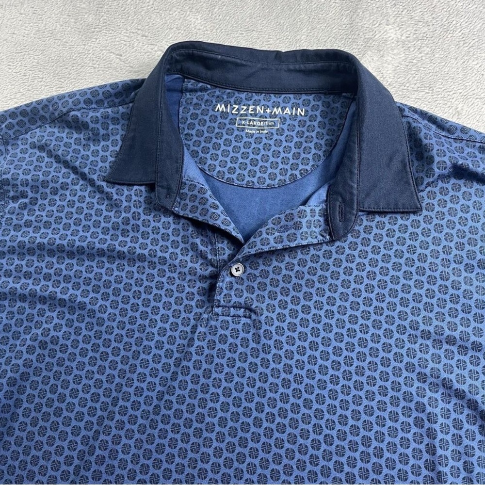 Mizzen+Main Blue Geometric XL Trim Men's Polo